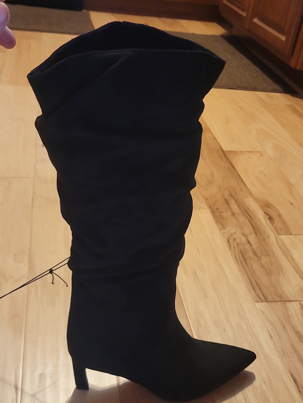 Time and Tru Black Slouchy Pointed-Toe Knee Boots